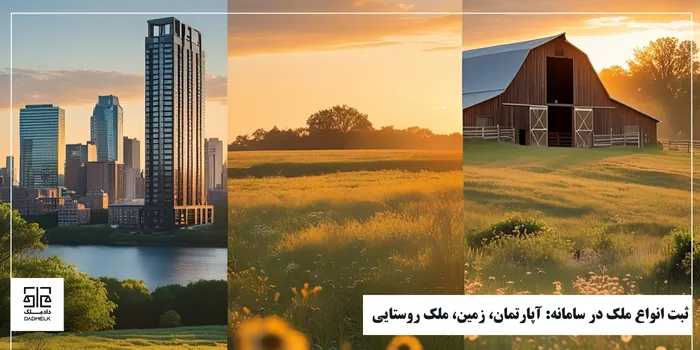 ثبت انواع ملک در سامانه: آپارتمان، زمین، ملک روستایی